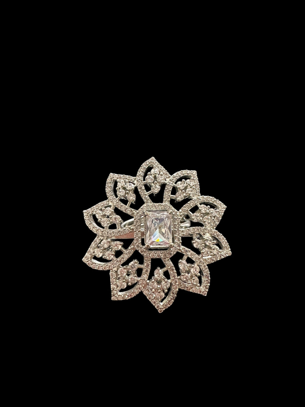 DJR129 Cz silver plated  ring ( READY TO SHIP)