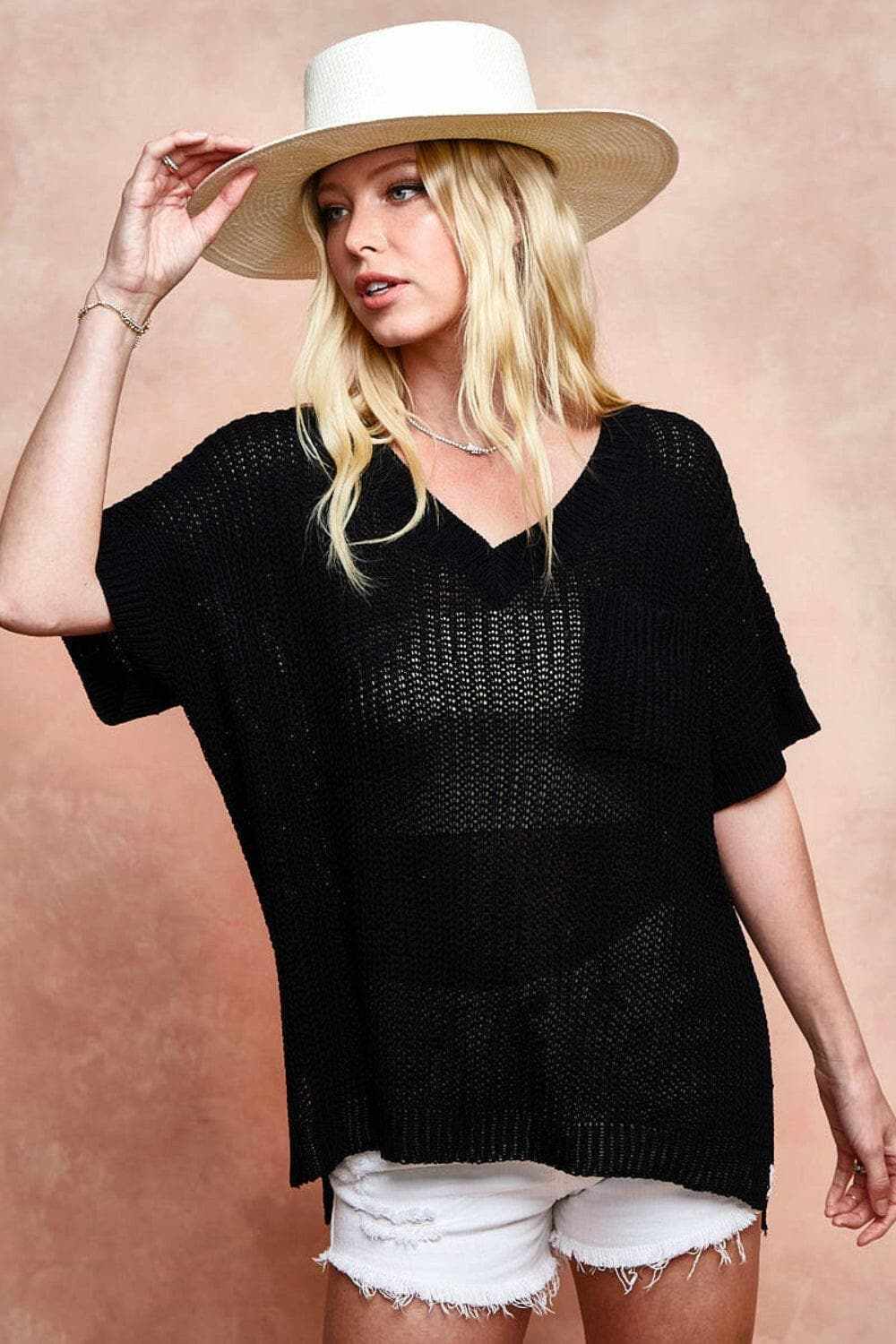 BiBi chic v-neck knit top - LoveSalve