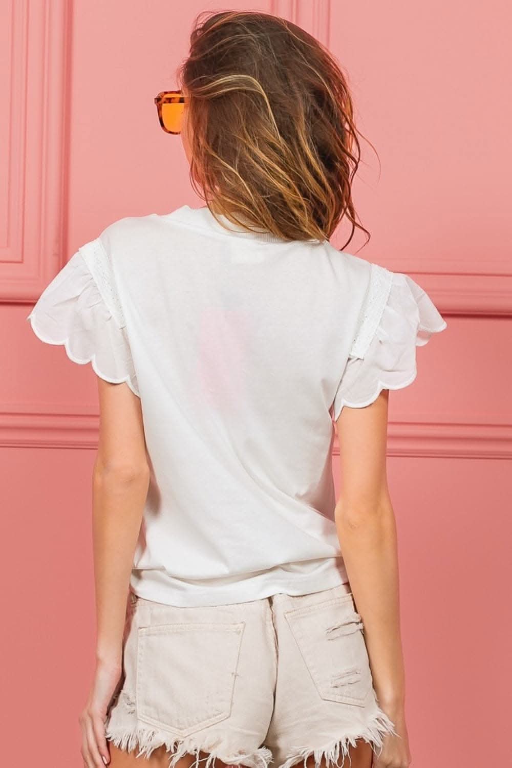 BiBi lace trim scalloped top