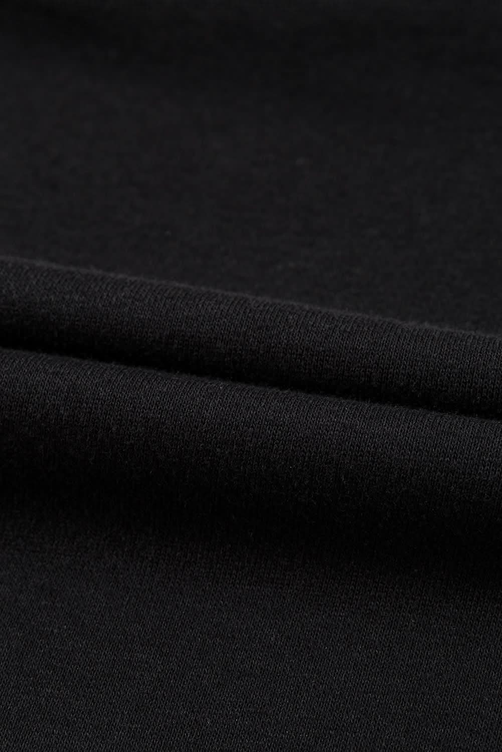 Black cropped rugby sweatshirt with tassels and sequins