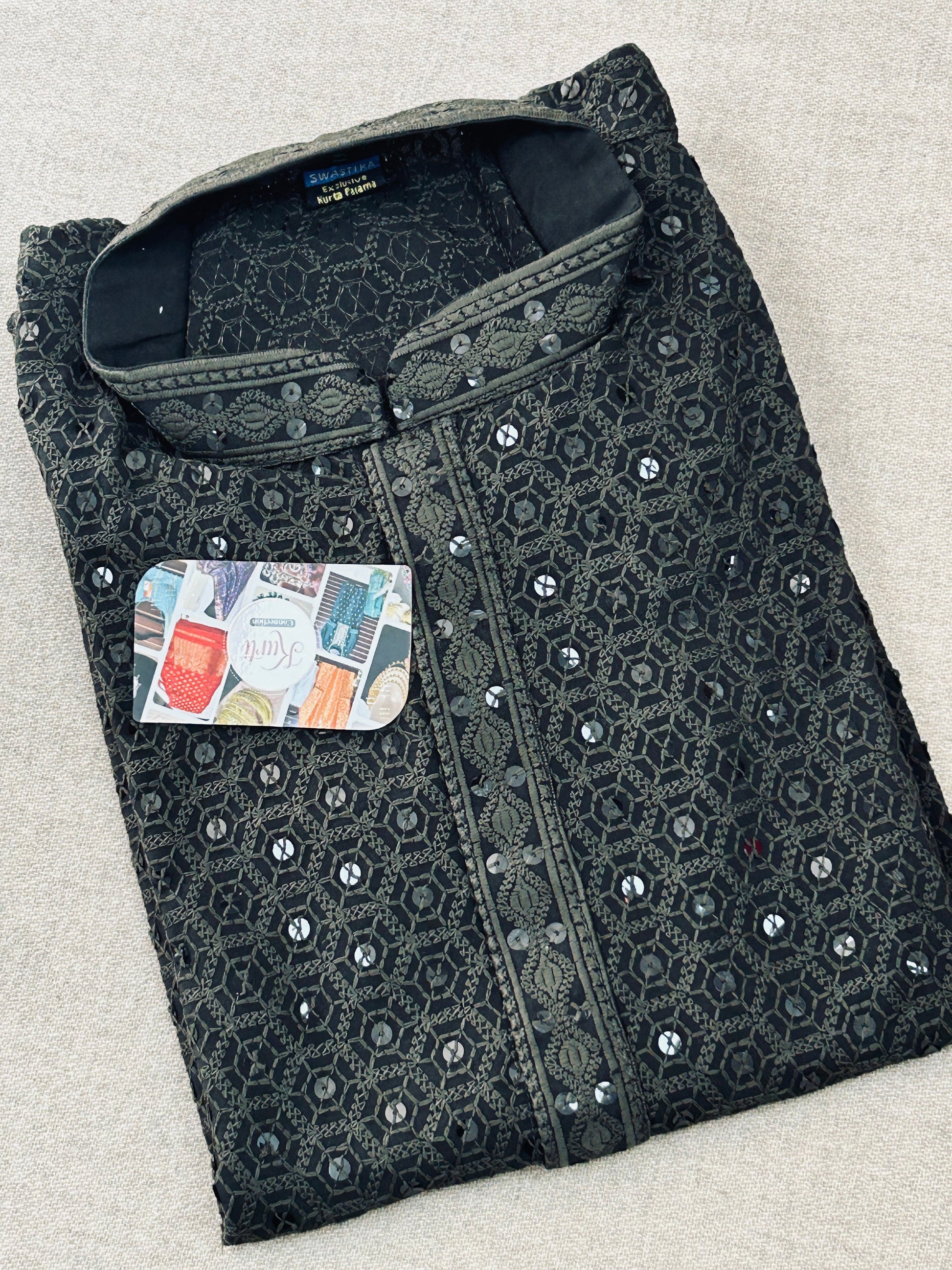 Dark green short kurta