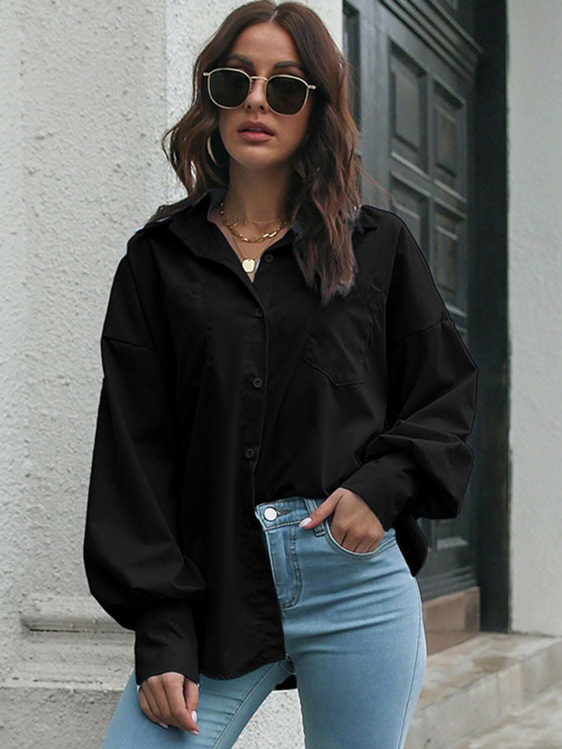 Chic Lantern Sleeve Shirt