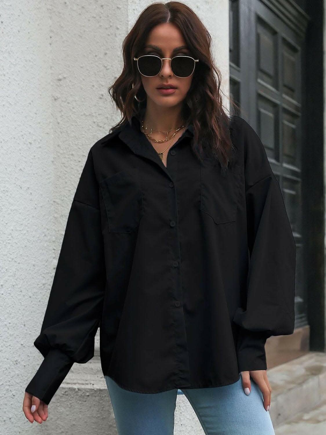 Chic Lantern Sleeve Shirt