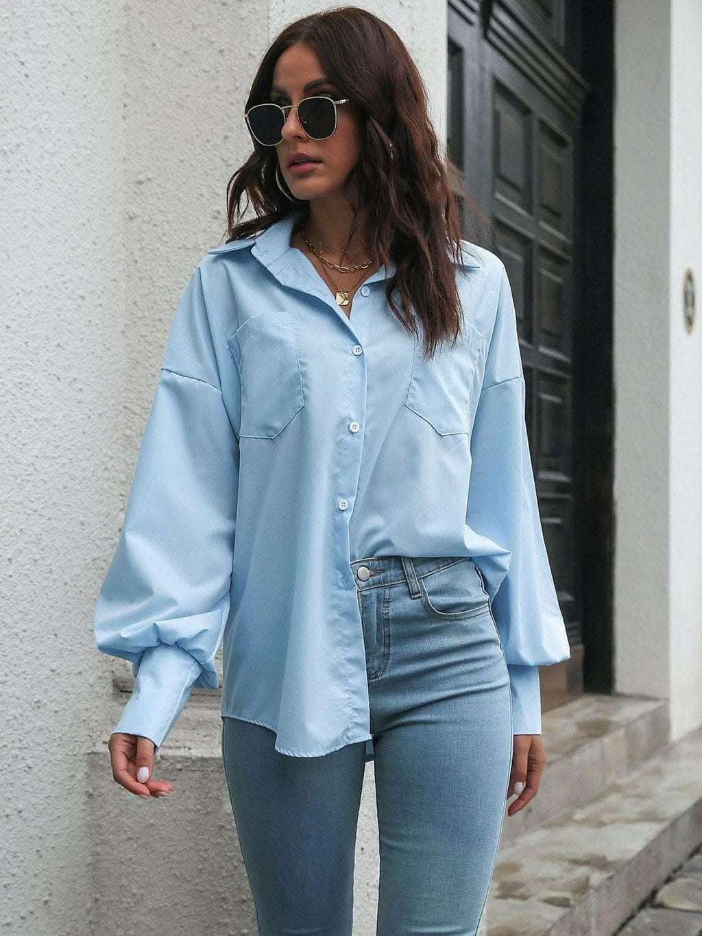 Chic Lantern Sleeve Shirt