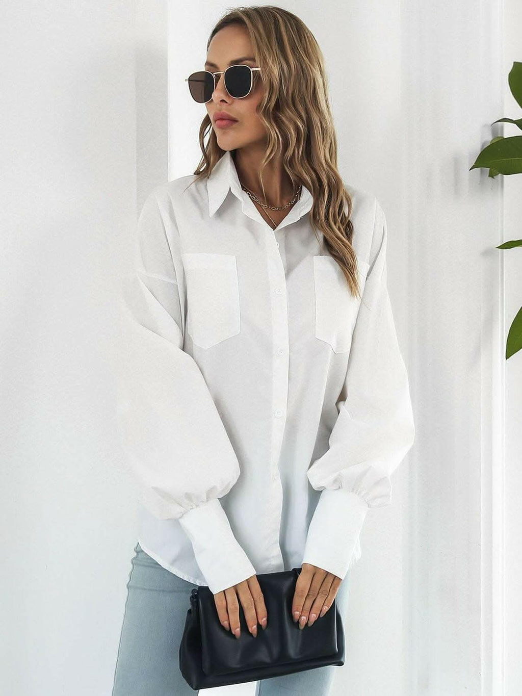 Chic Lantern Sleeve Shirt