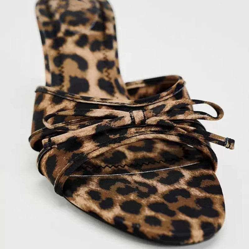 Chic Leopard Bow Kitten Heels