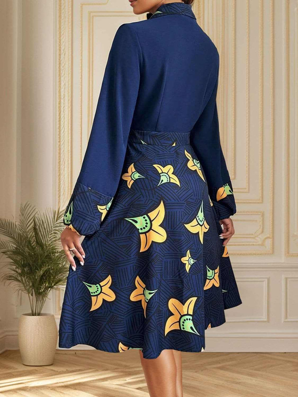 Chic collared long sleeve dress