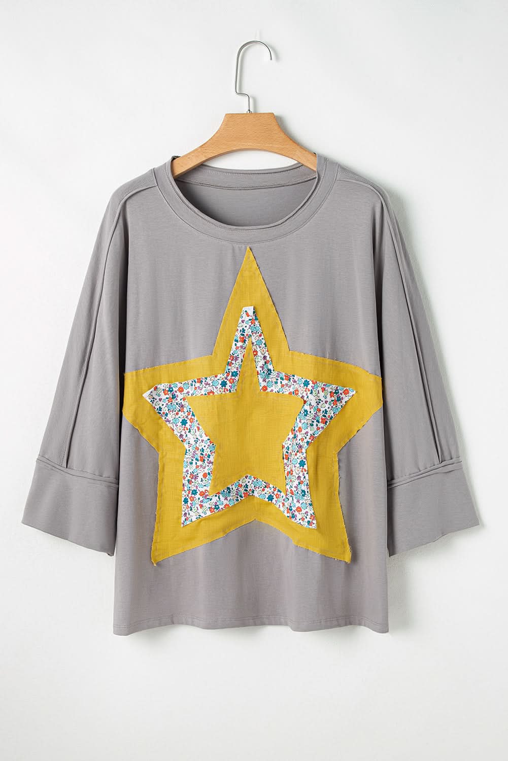 Chic grey floral star top - plus sizes