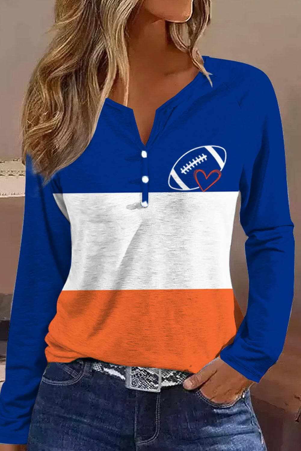 Chic notched neck graphic blouse