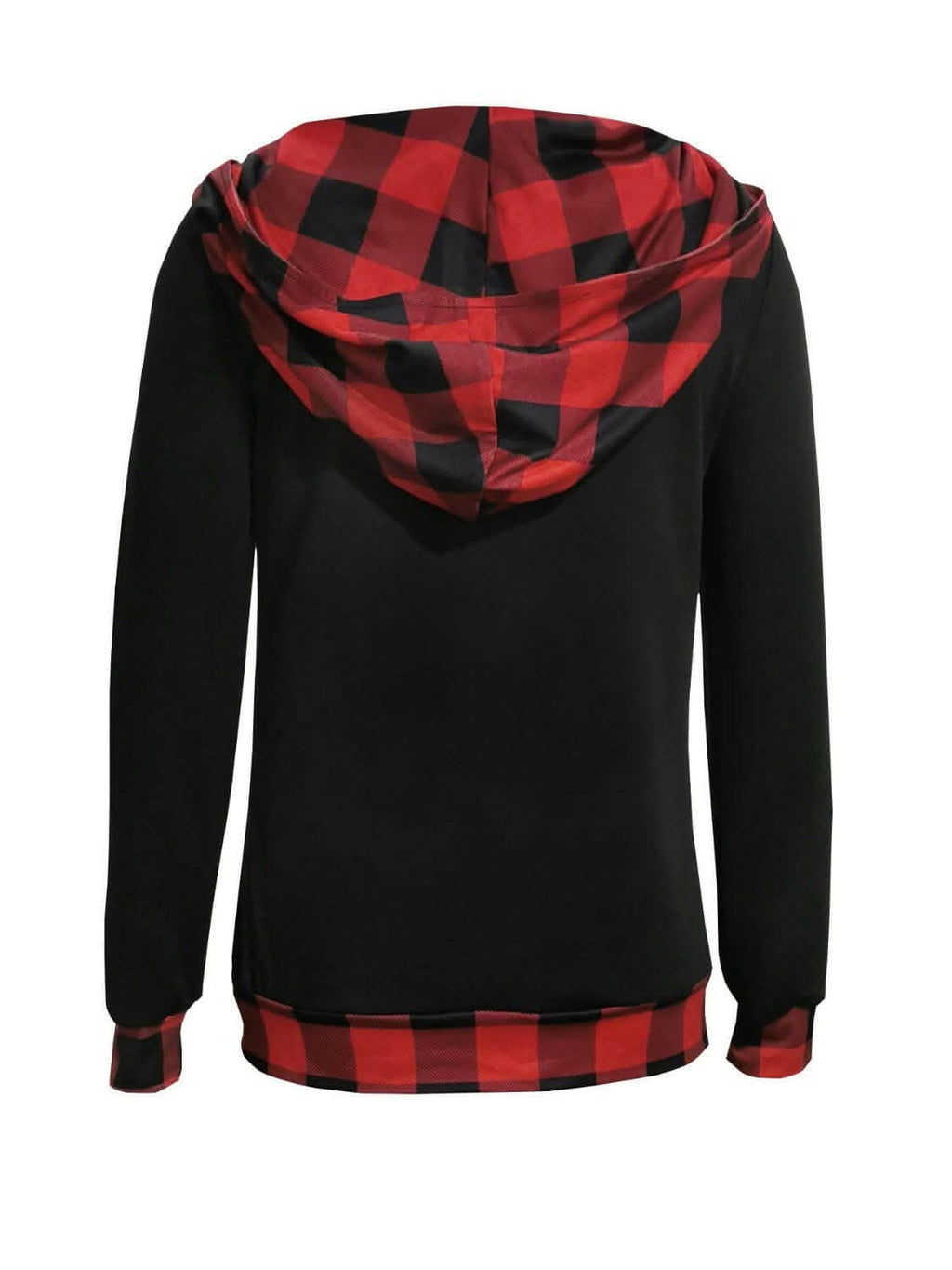 Chic plaid hooded long sleeve blouse