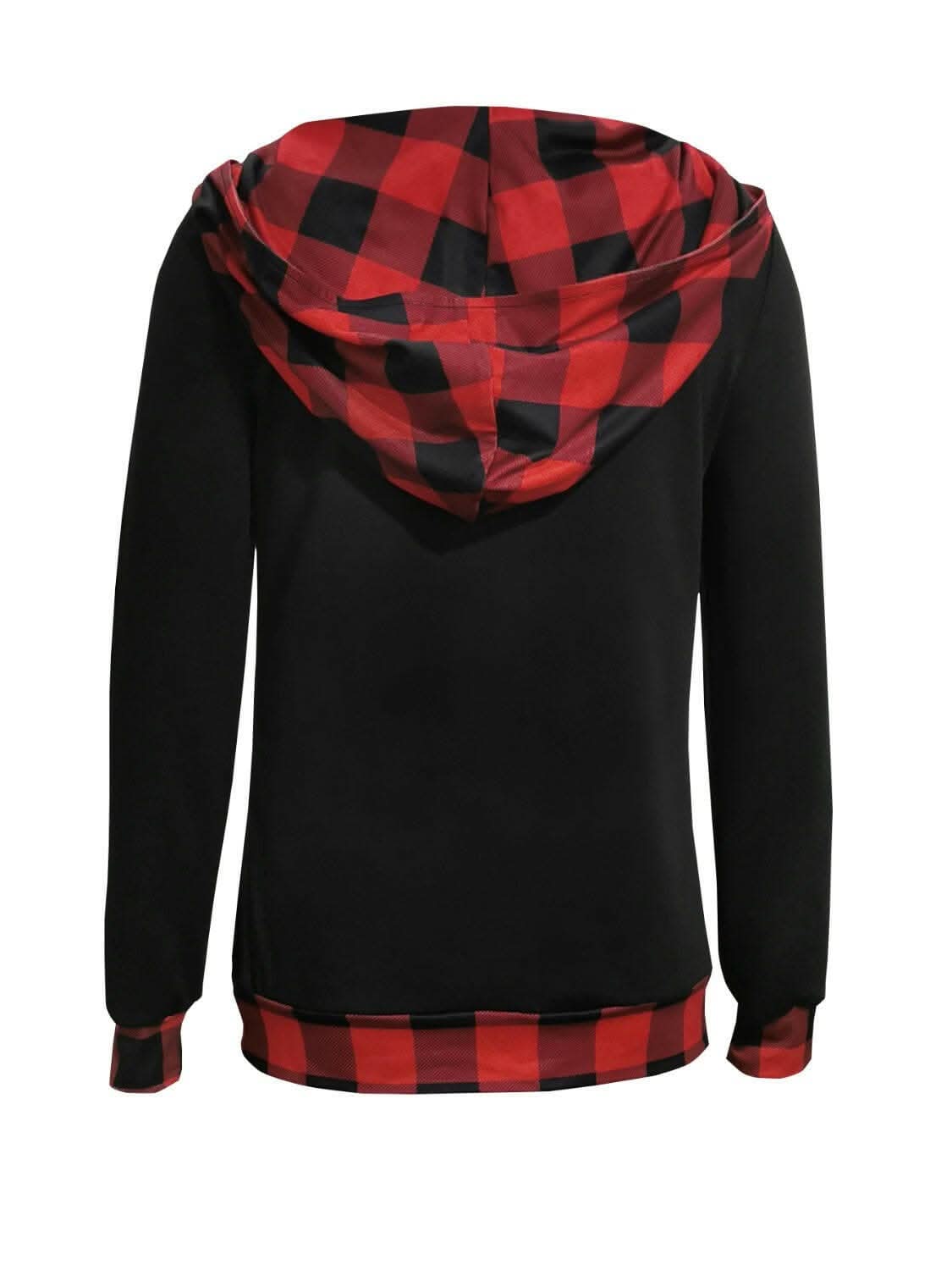 Chic plaid hooded long sleeve blouse