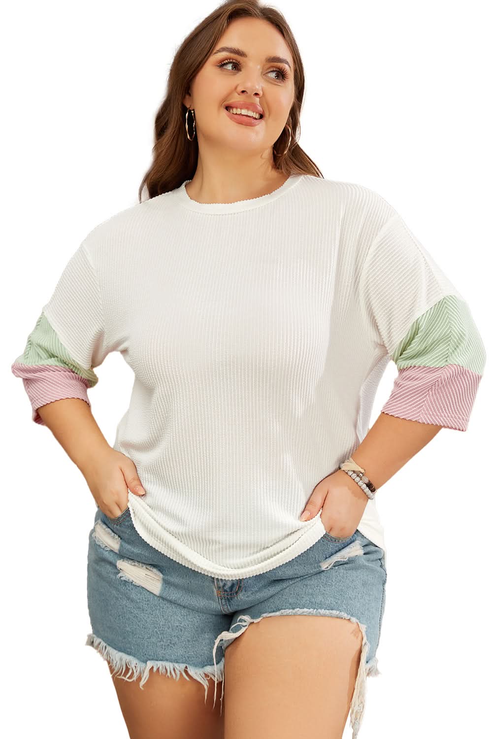 Chic plus-size colorblock t-shirt