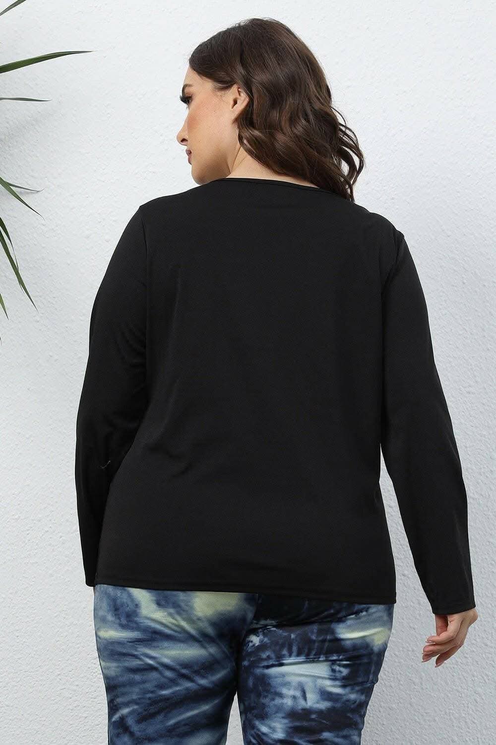 Chic sheer long sleeve plus top