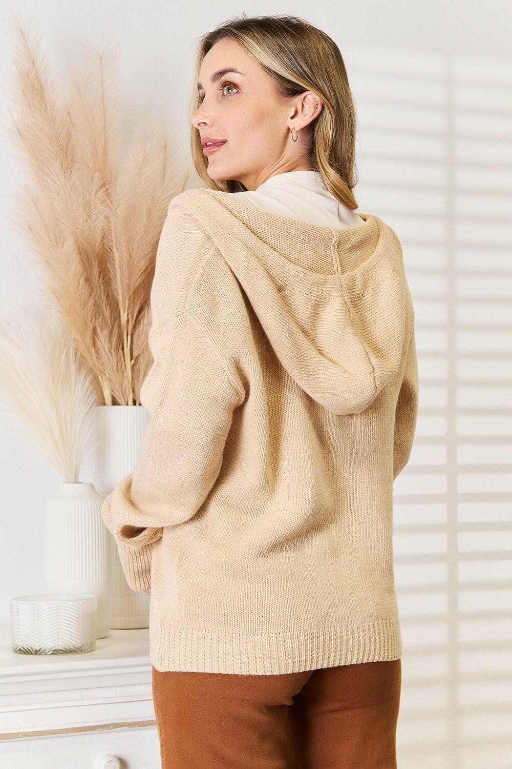 Cozy hooded sweater with buttons