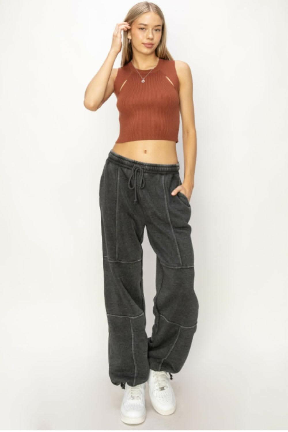 Cozy stitched drawstring pants by HYFVE
