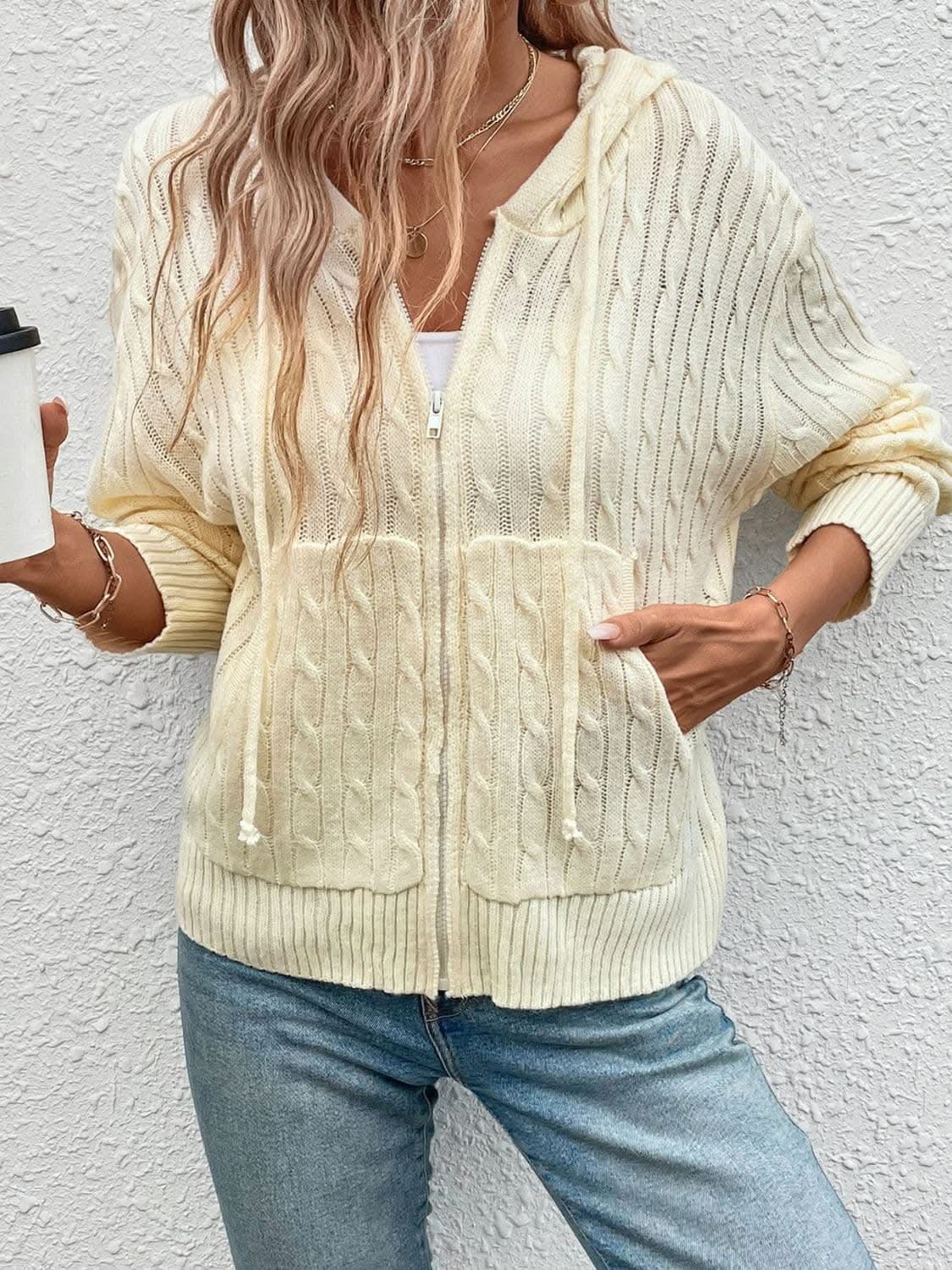 Cozy zip-up cardigan hoodie