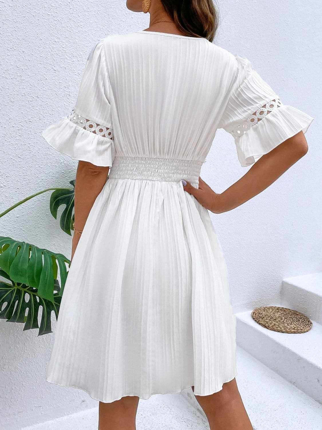 Cutout flounce sleeve mini dress