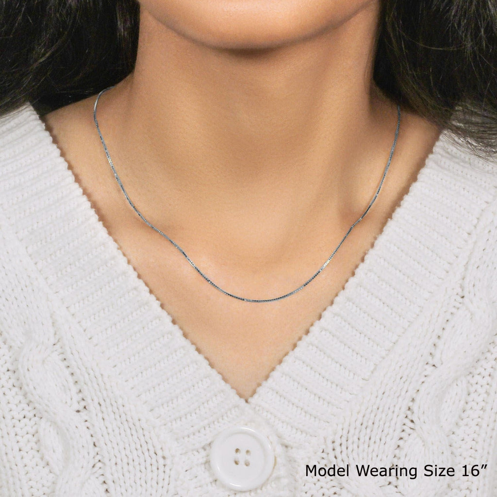 14k White Gold Classic Box Chain (0.68 mm)