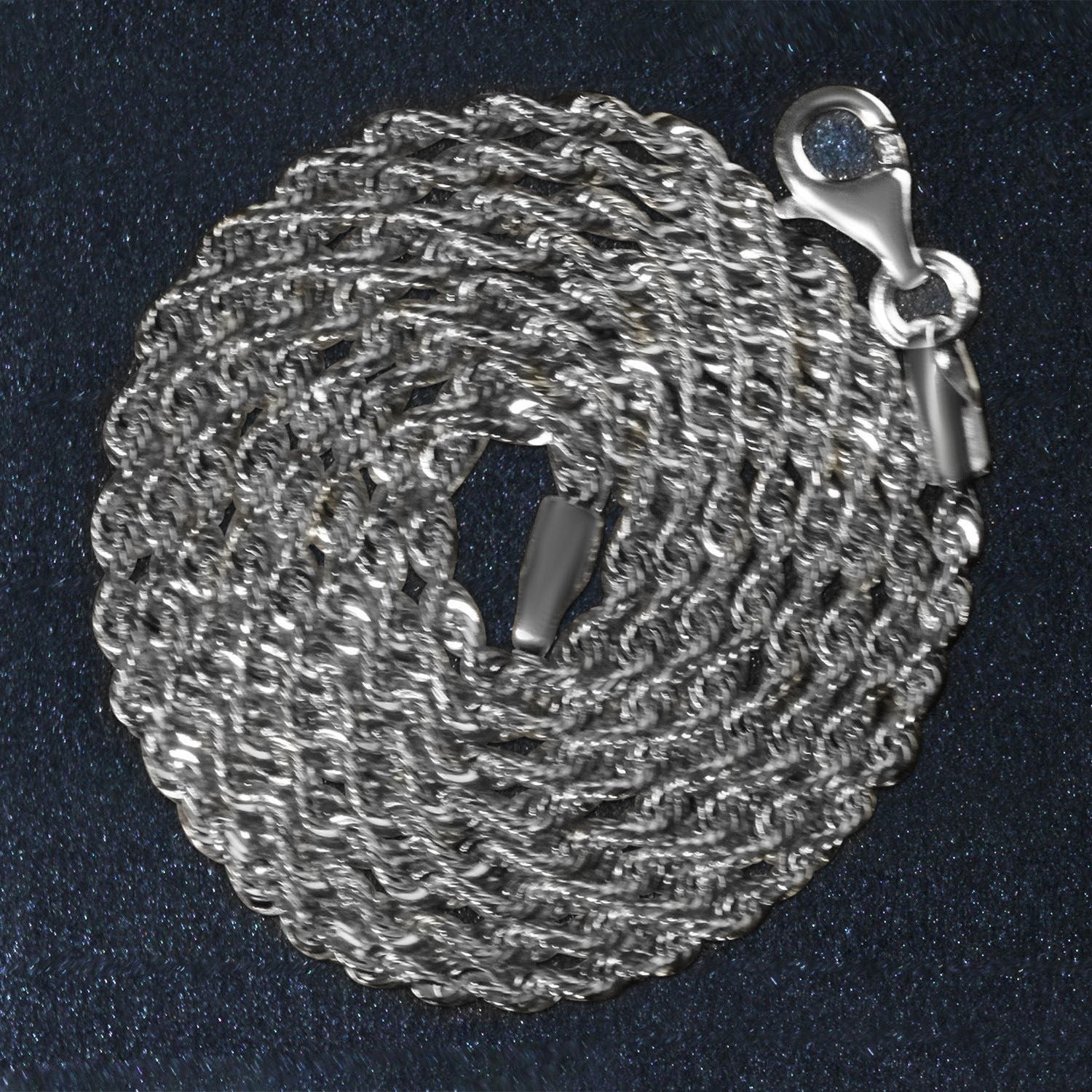 14k White Gold Solid Diamond Cut Rope Chain (1.80 mm)