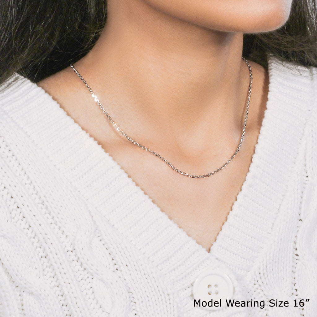 14k White Gold Diamond Cut Cable Link Chain (1.9 mm)