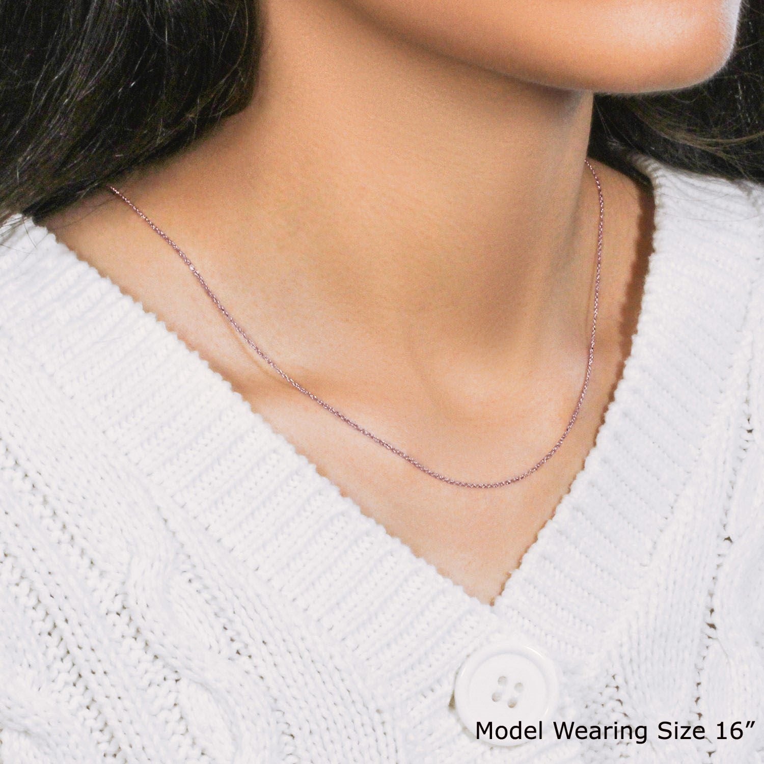 14k Pink Gold Diamond Cut Cable Link Chain (0.87 mm)