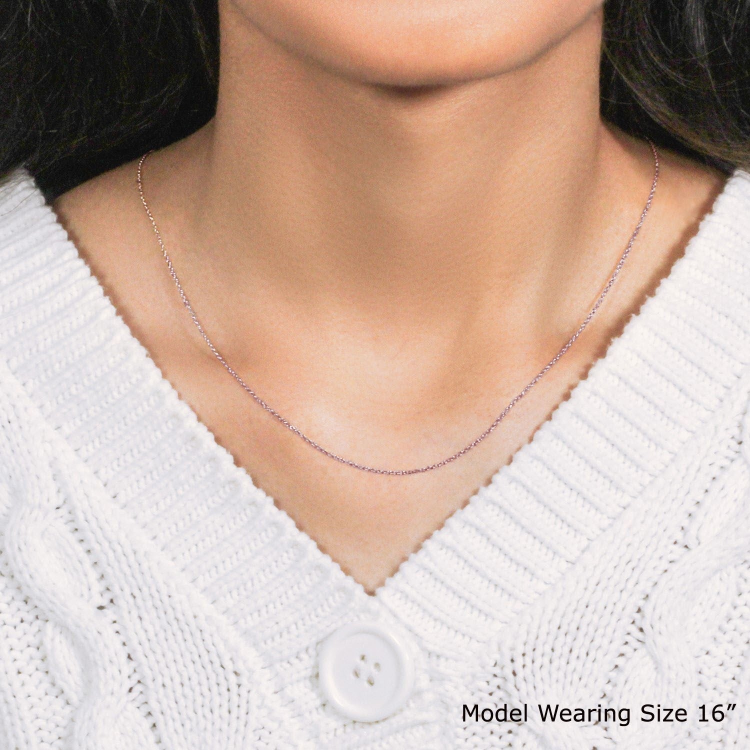 14k Pink Gold Diamond Cut Cable Link Chain (0.87 mm)