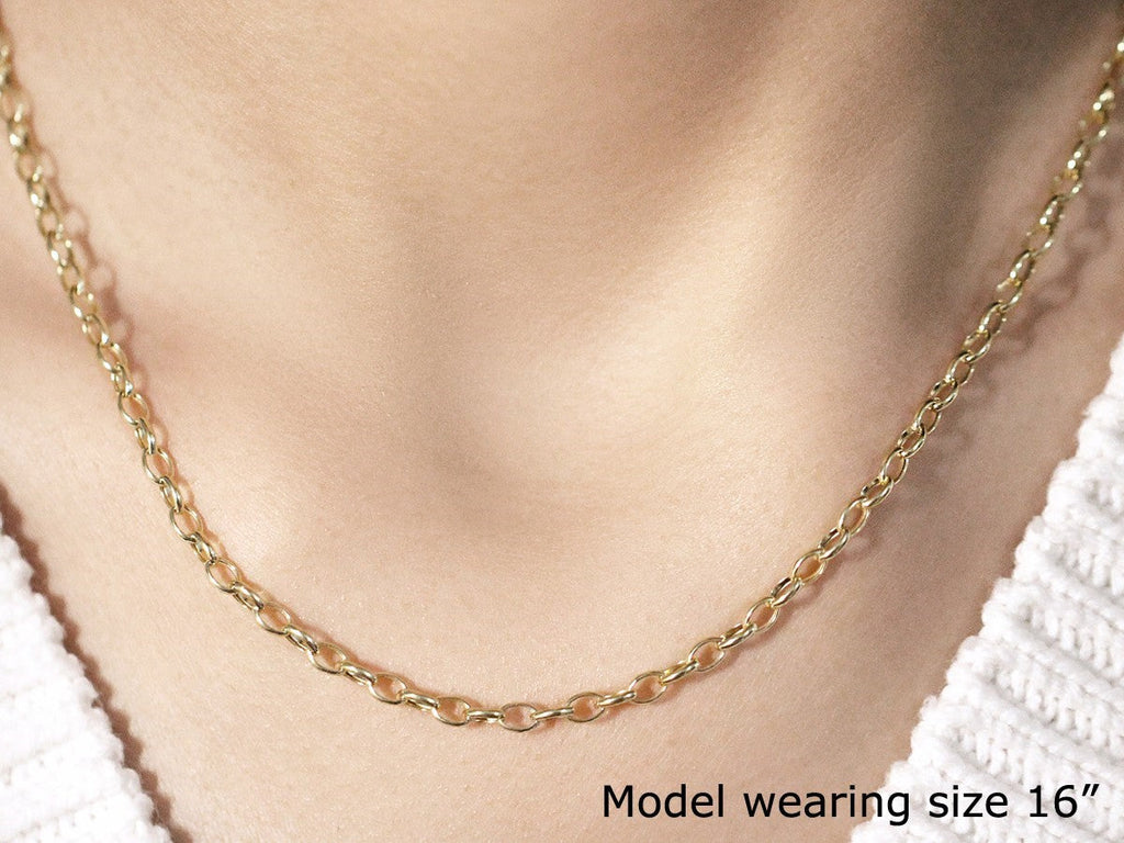 14k Yellow Gold Oval Rolo Chain (3.20 mm)