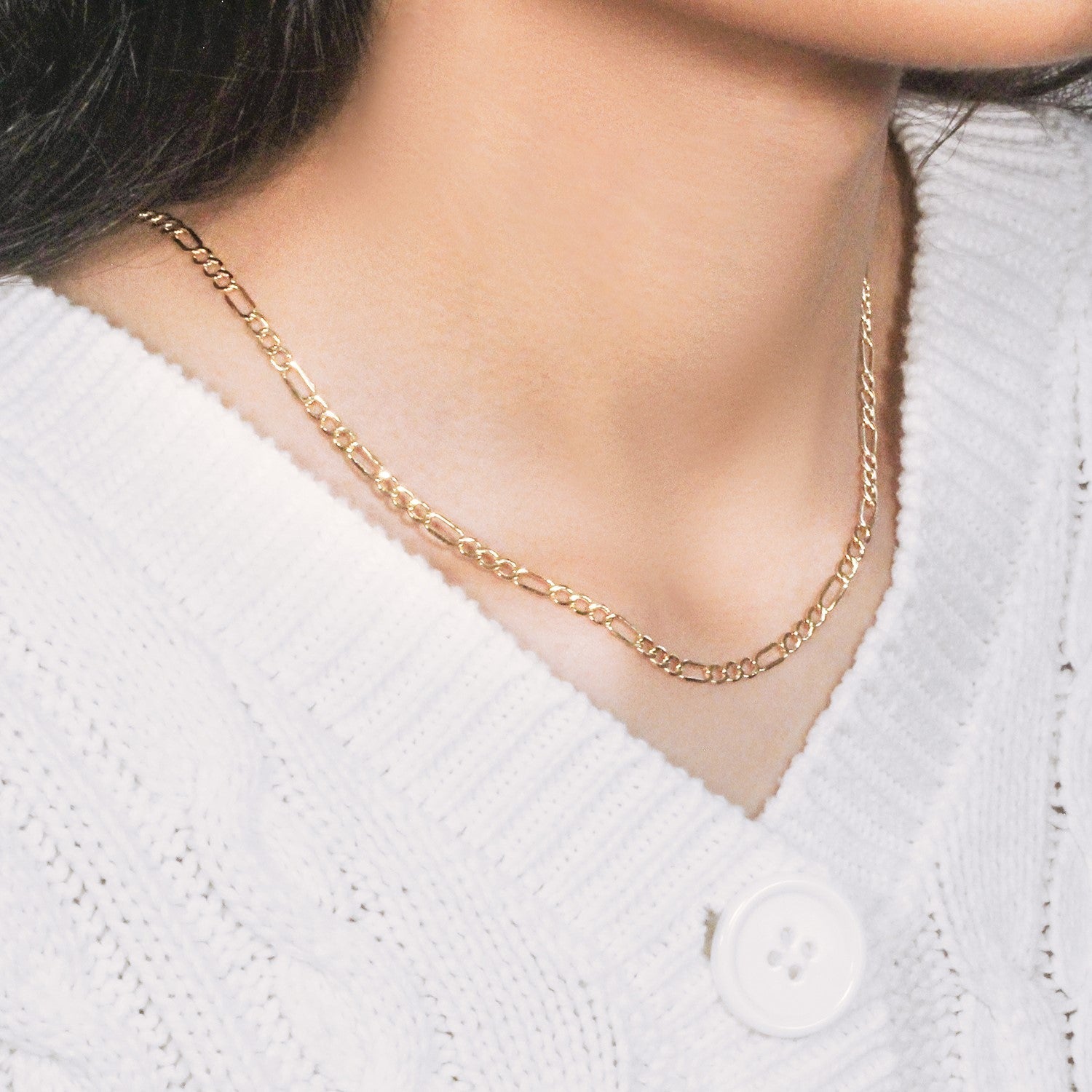 14k Yellow Gold Lite Figaro Chain (3.70 mm)