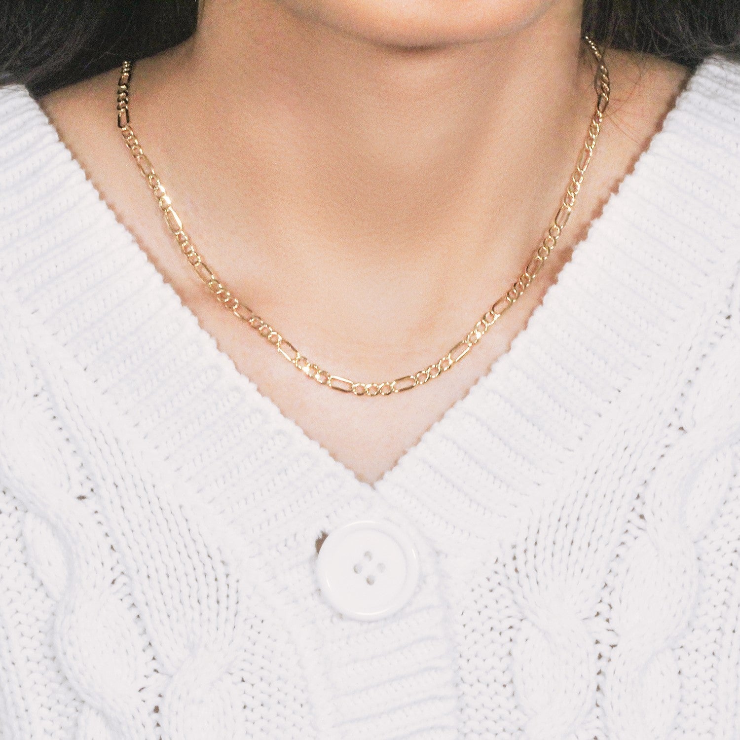 14k Yellow Gold Lite Figaro Chain (3.70 mm)