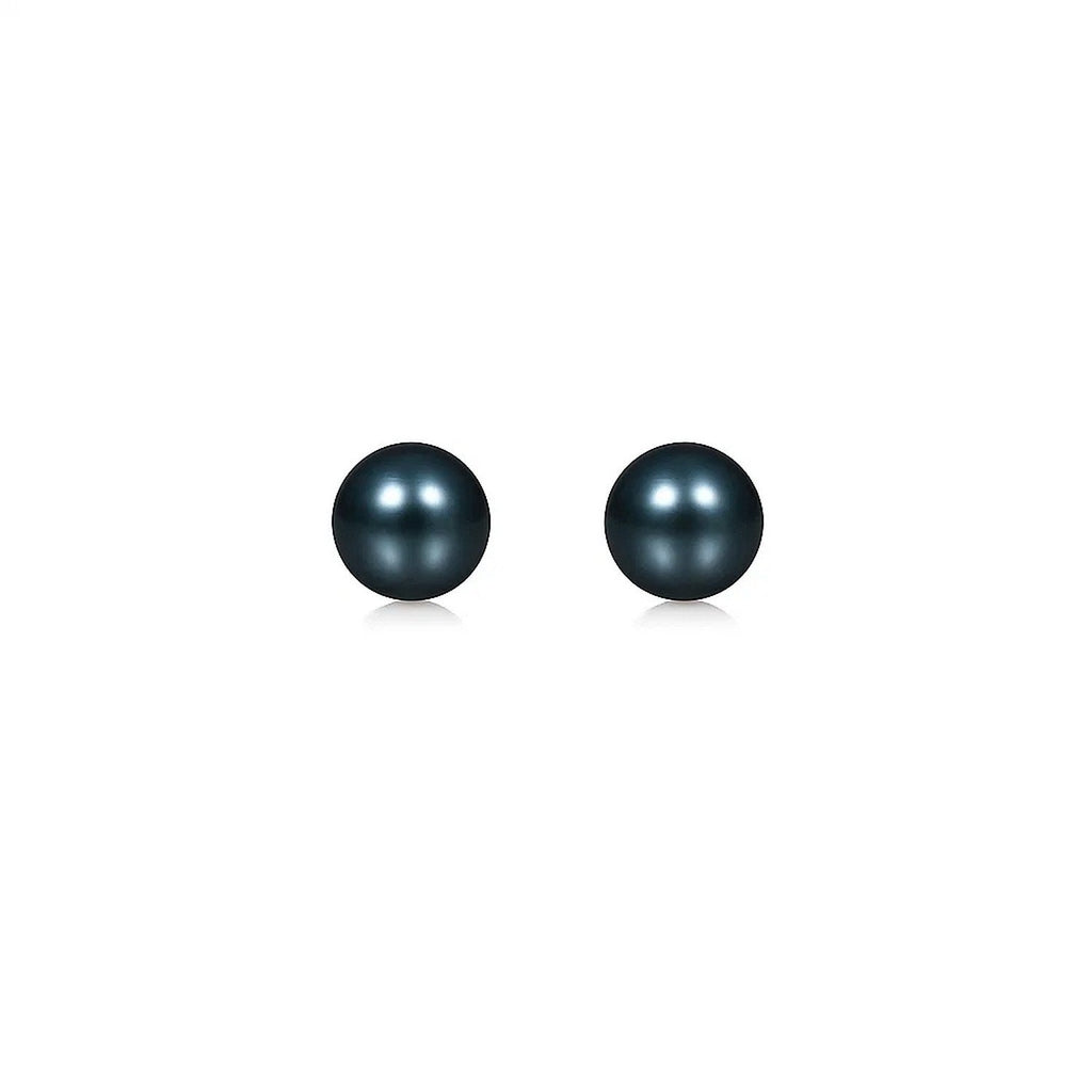 14k Yellow Gold Cultured Black Pearl Stud Earrings (6mm)