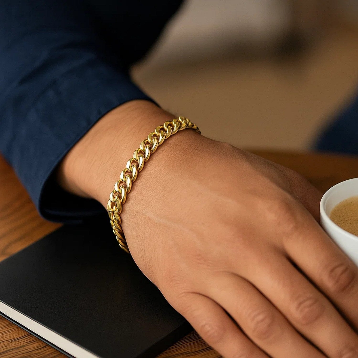 10k Yellow Gold Classic Miami Cuban Solid Bracelet (7.10 mm)