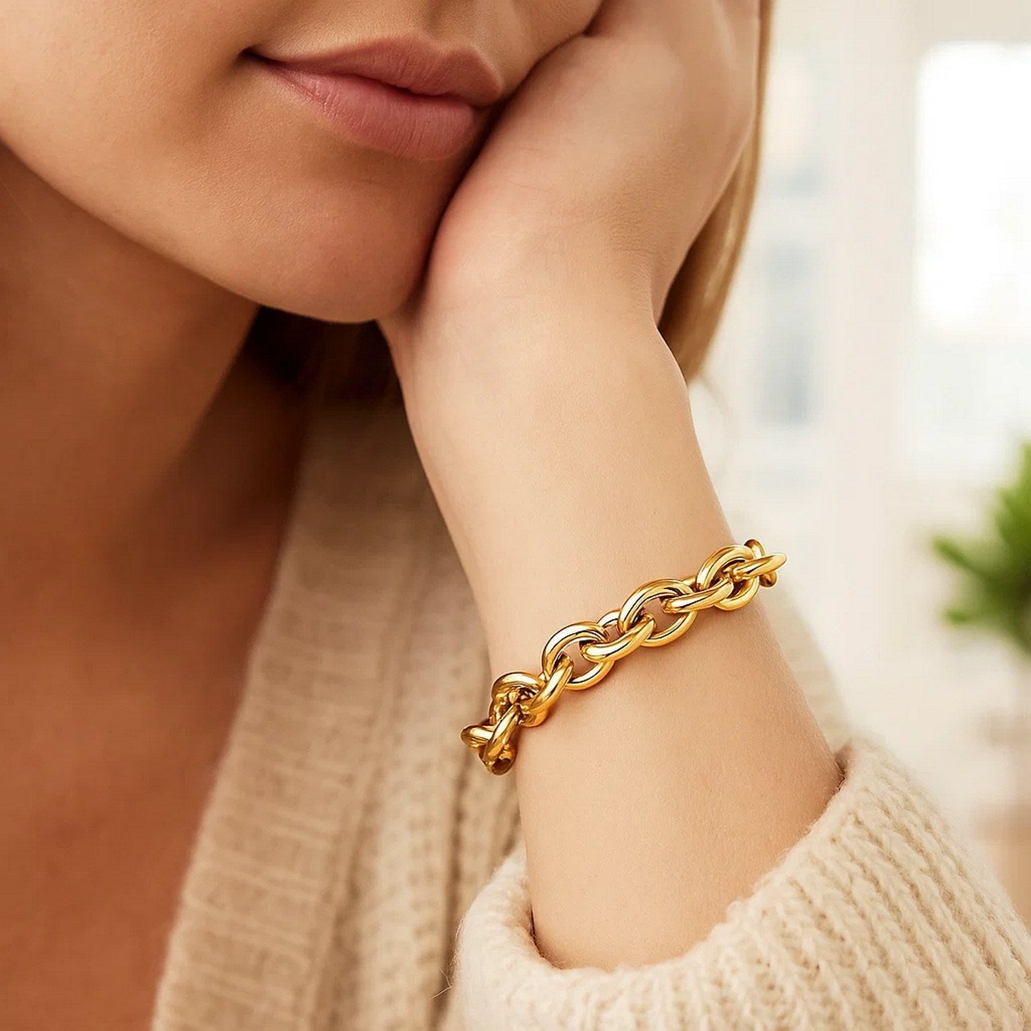 14k Yellow Gold Polished Cable Motif Bracelet (9.65 mm)