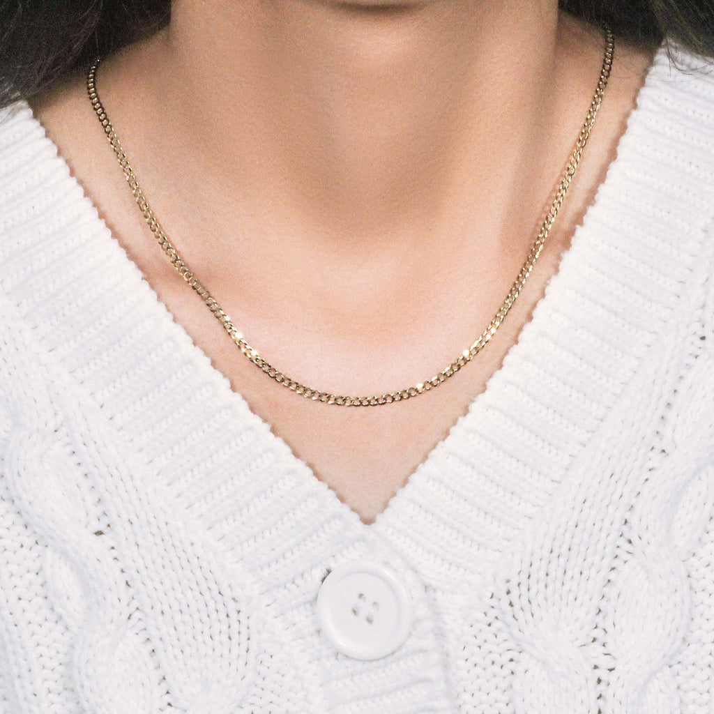 14k Yellow Gold Solid Curb Chain (2.60 mm)