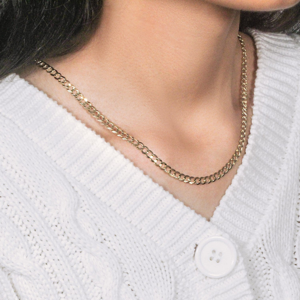 14k Yellow Gold Solid Curb Chain (4.70 mm)