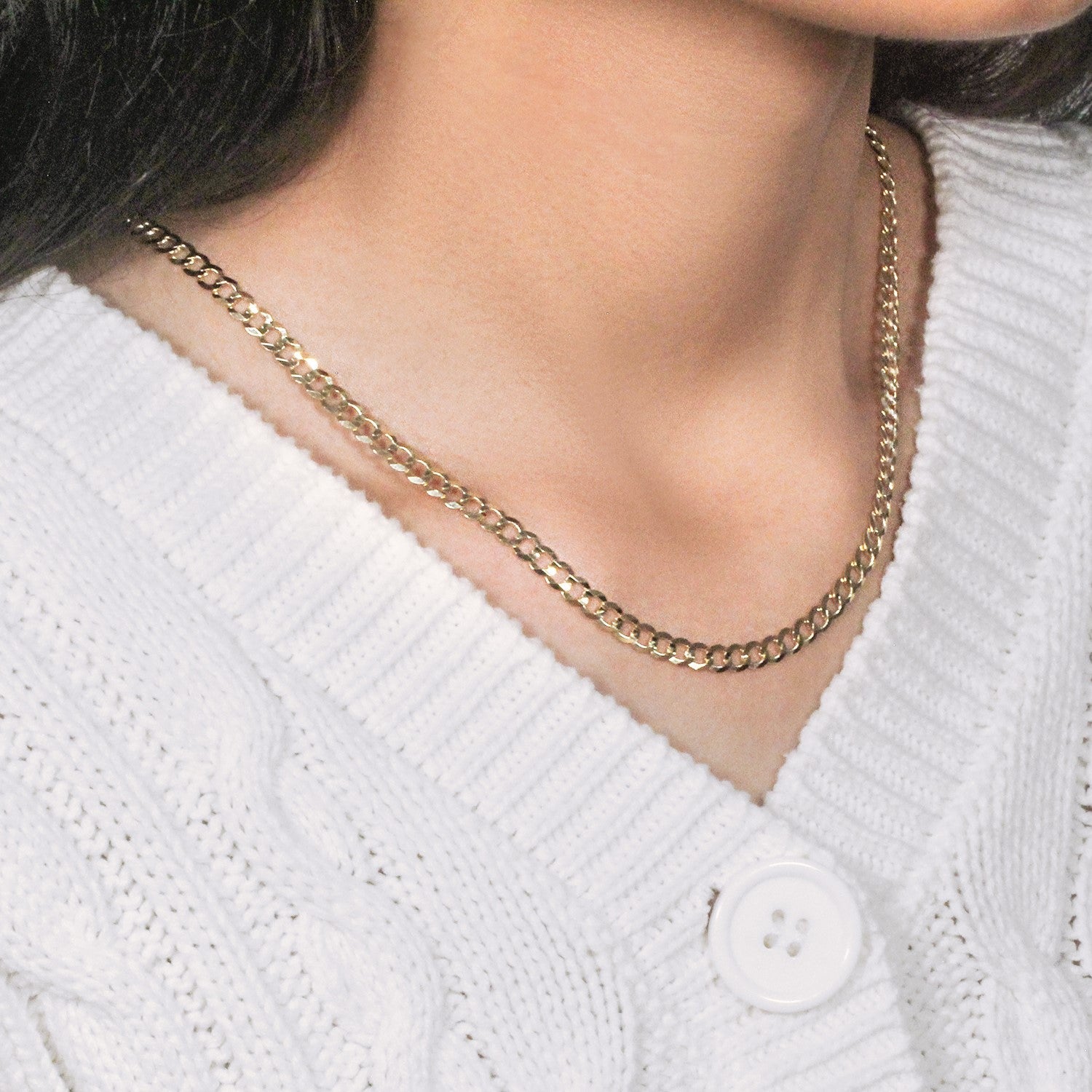 14k Yellow Gold Solid Curb Chain (4.70 mm)