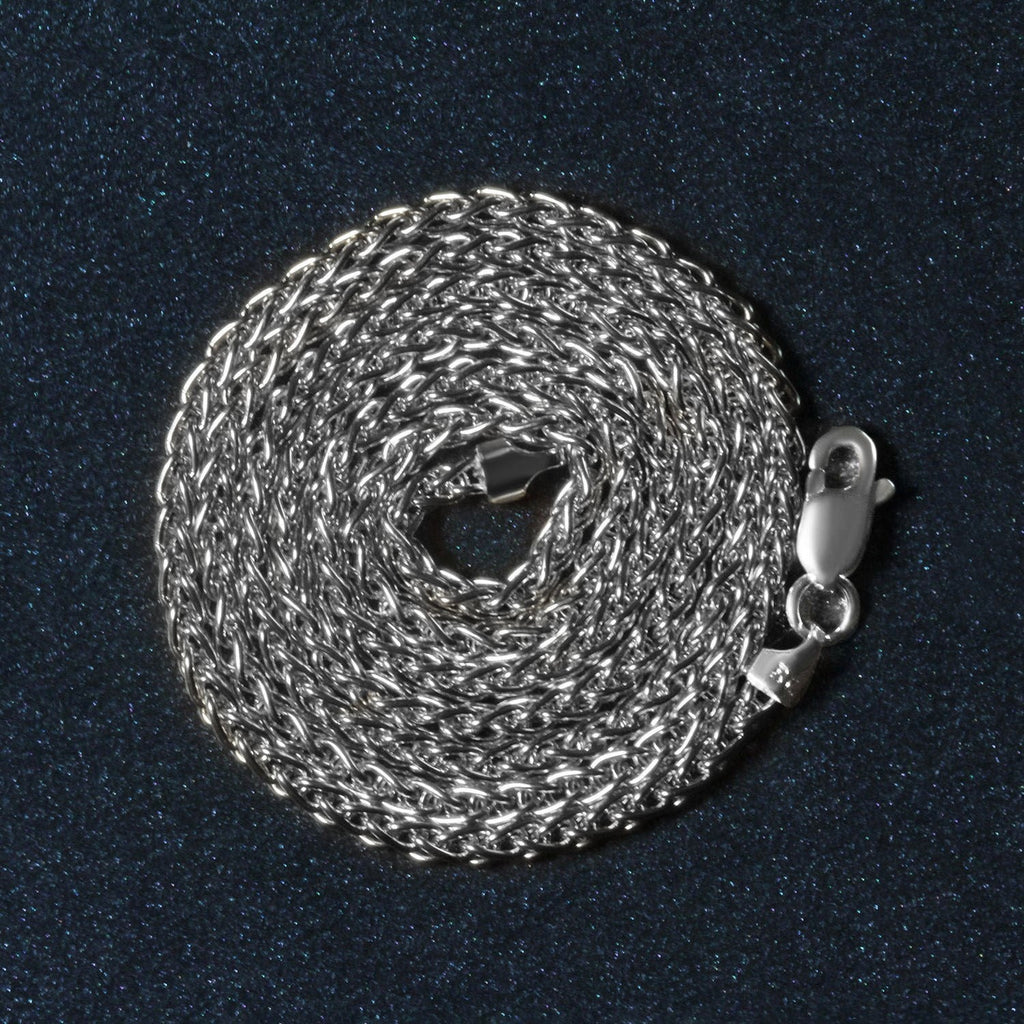 14k White Gold Round Wheat Chain (2.1 mm)