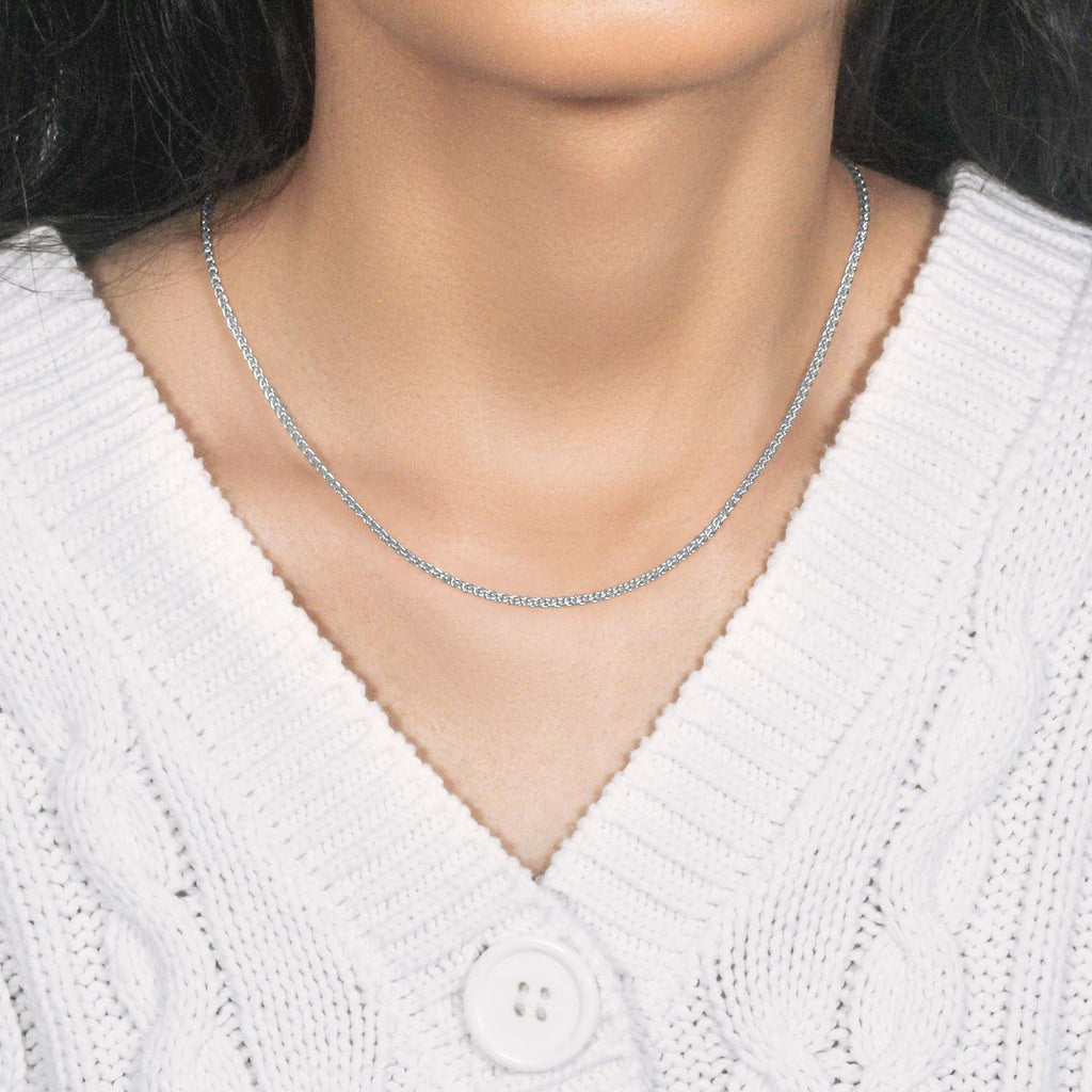14k White Gold Round Wheat Chain (2.1 mm)