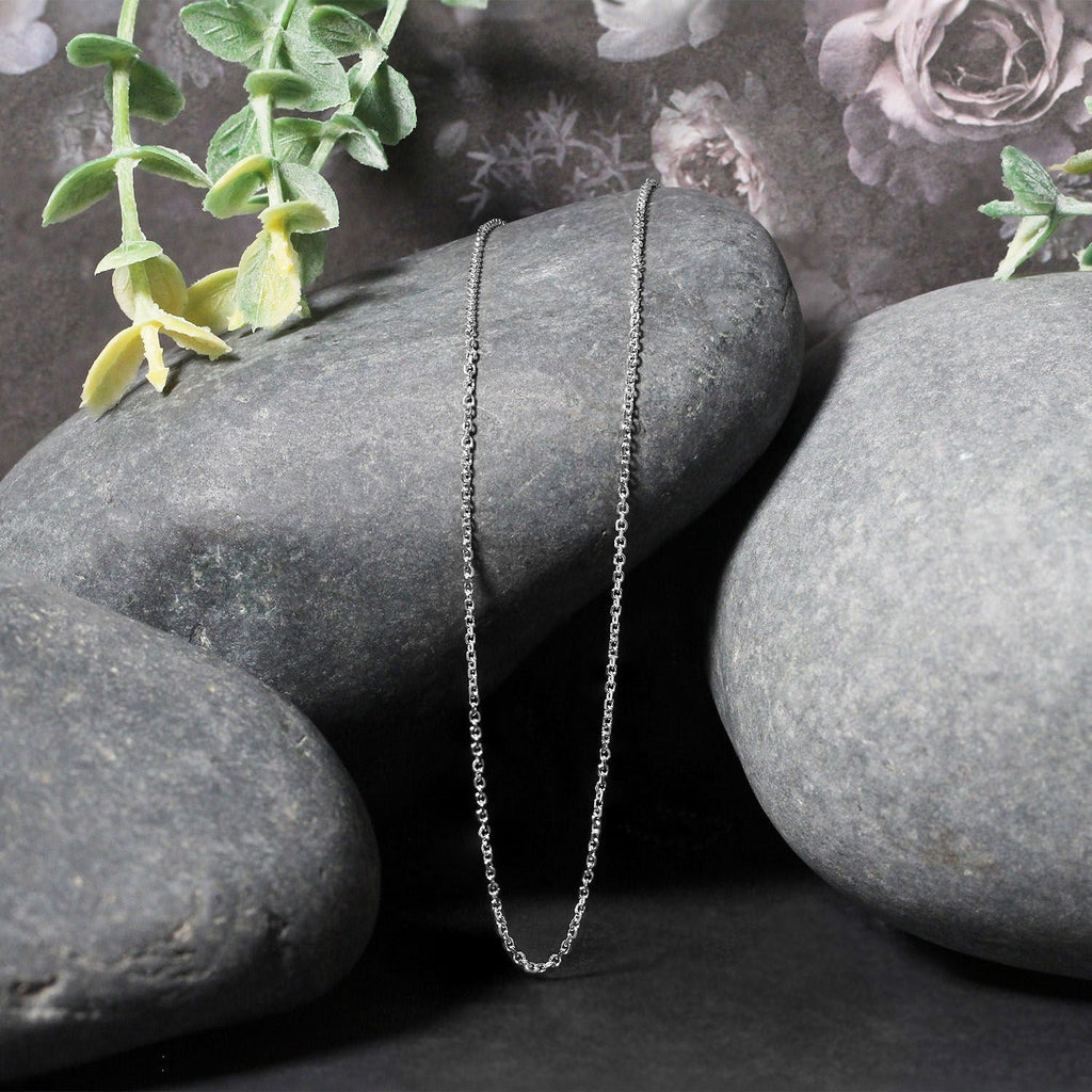 14k White Gold Diamond Cut Cable Link Chain (1.10 mm)