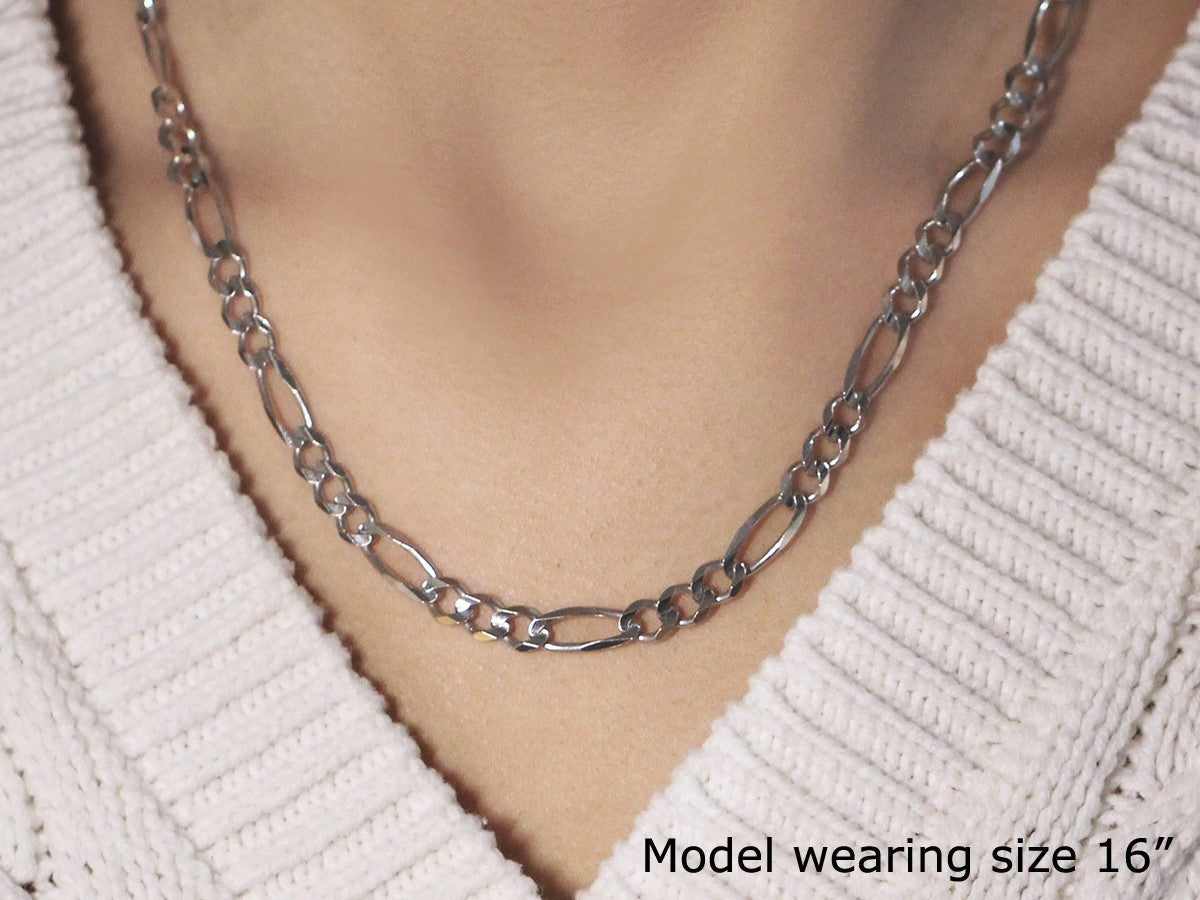 14k White Gold Solid Figaro Chain (6.00 mm)