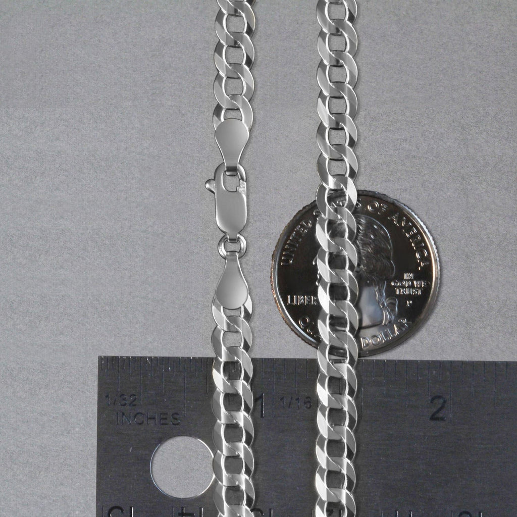 14k White Gold Solid Curb Chain (5.70 mm)