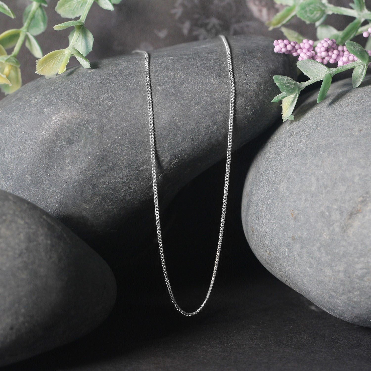 14k White Gold Gourmette Chain 1.0mm (1.00 mm)