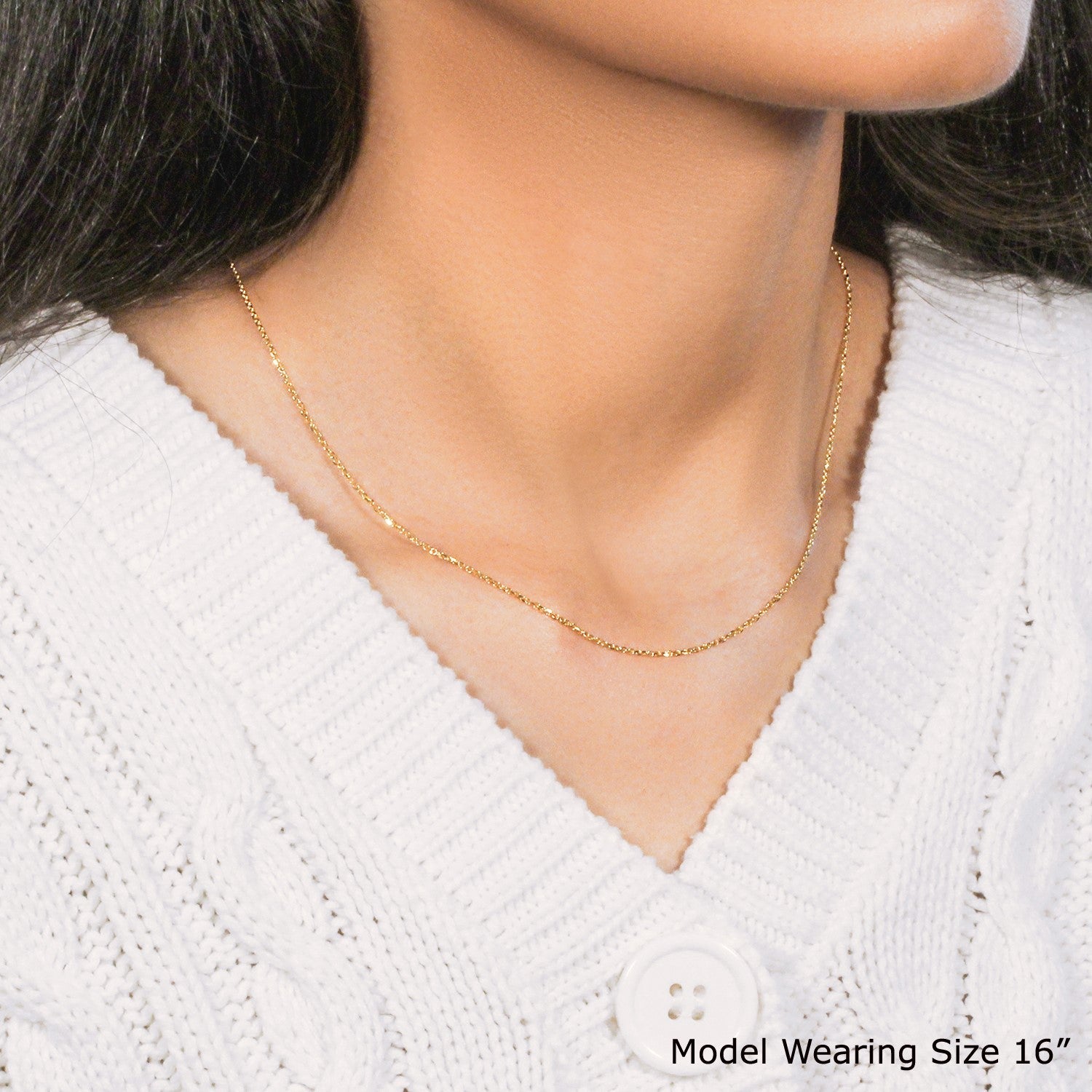14k Yellow Gold Diamond Cut Cable Link Chain (1.10 mm)