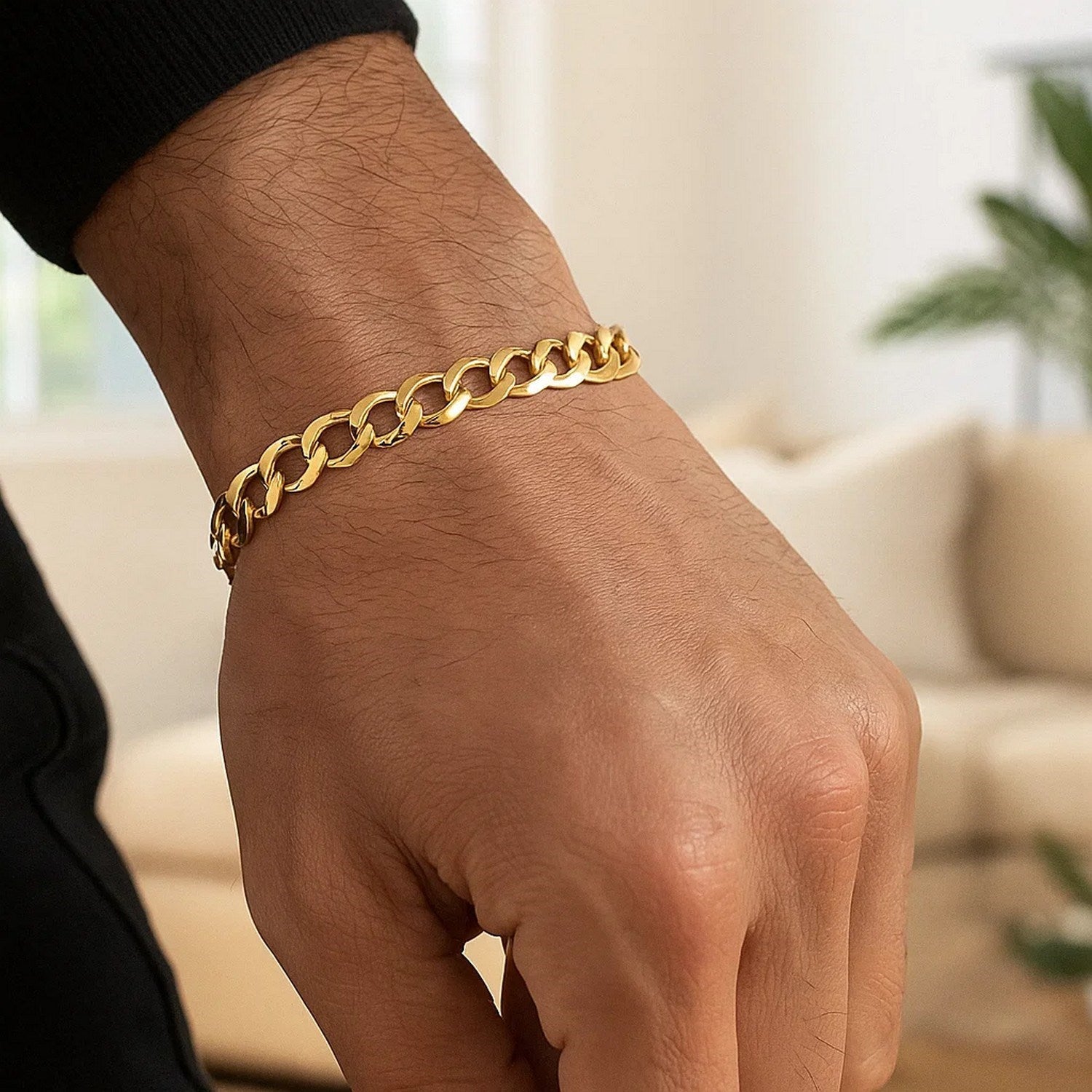 14k Yellow Gold Solid Curb Bracelet (8.20 mm)
