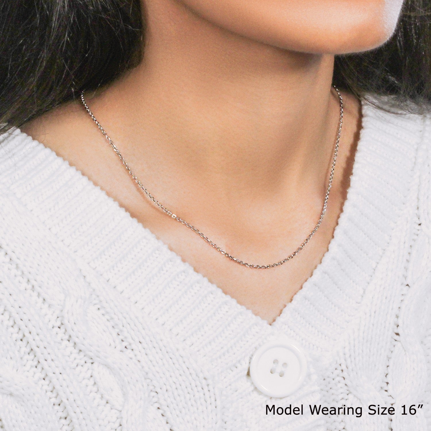14k White Gold Diamond Cut Cable Link Chain (1.5 mm)