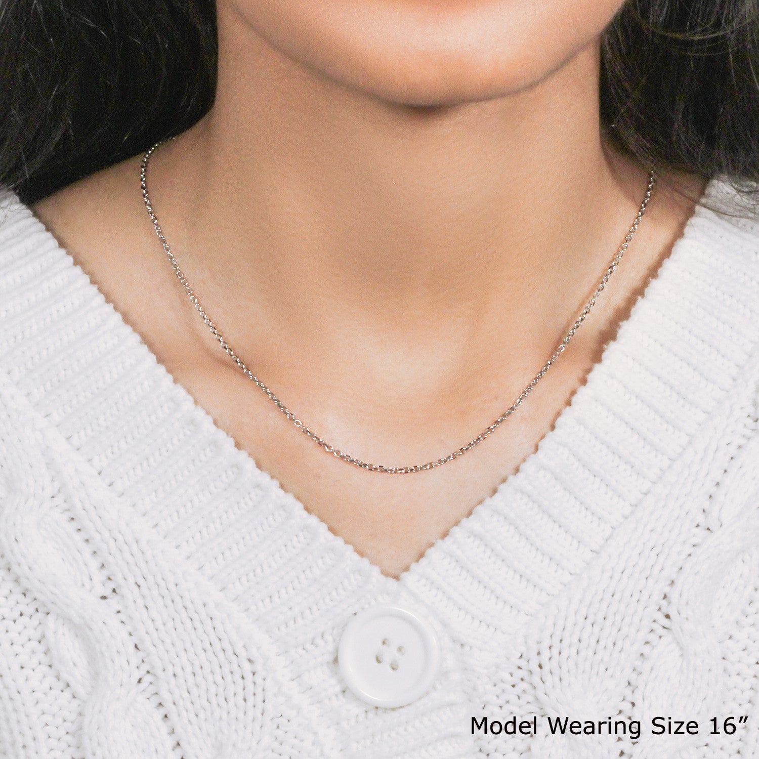 14k White Gold Diamond Cut Cable Link Chain (1.5 mm)