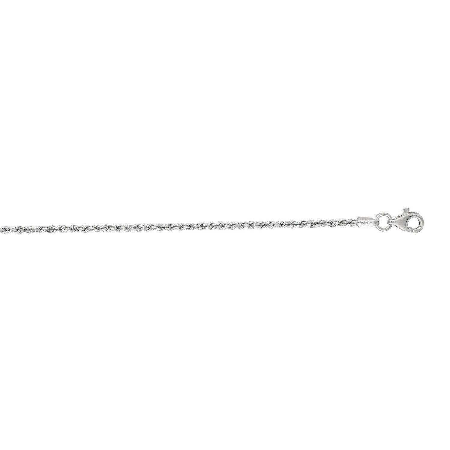 14k White Gold Solid Diamond Cut Rope Bracelet (1.60 mm)