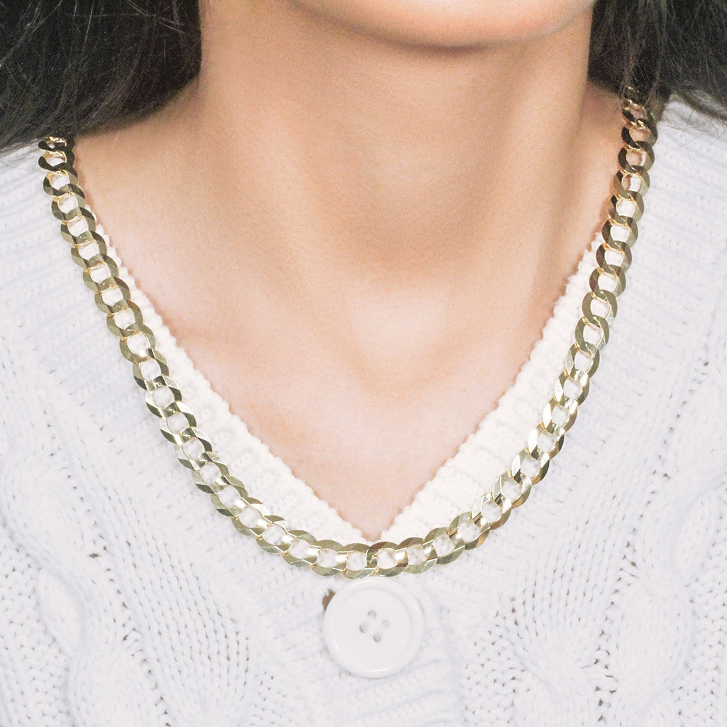 14k Yellow Gold Solid Curb Chain (10.00 mm)