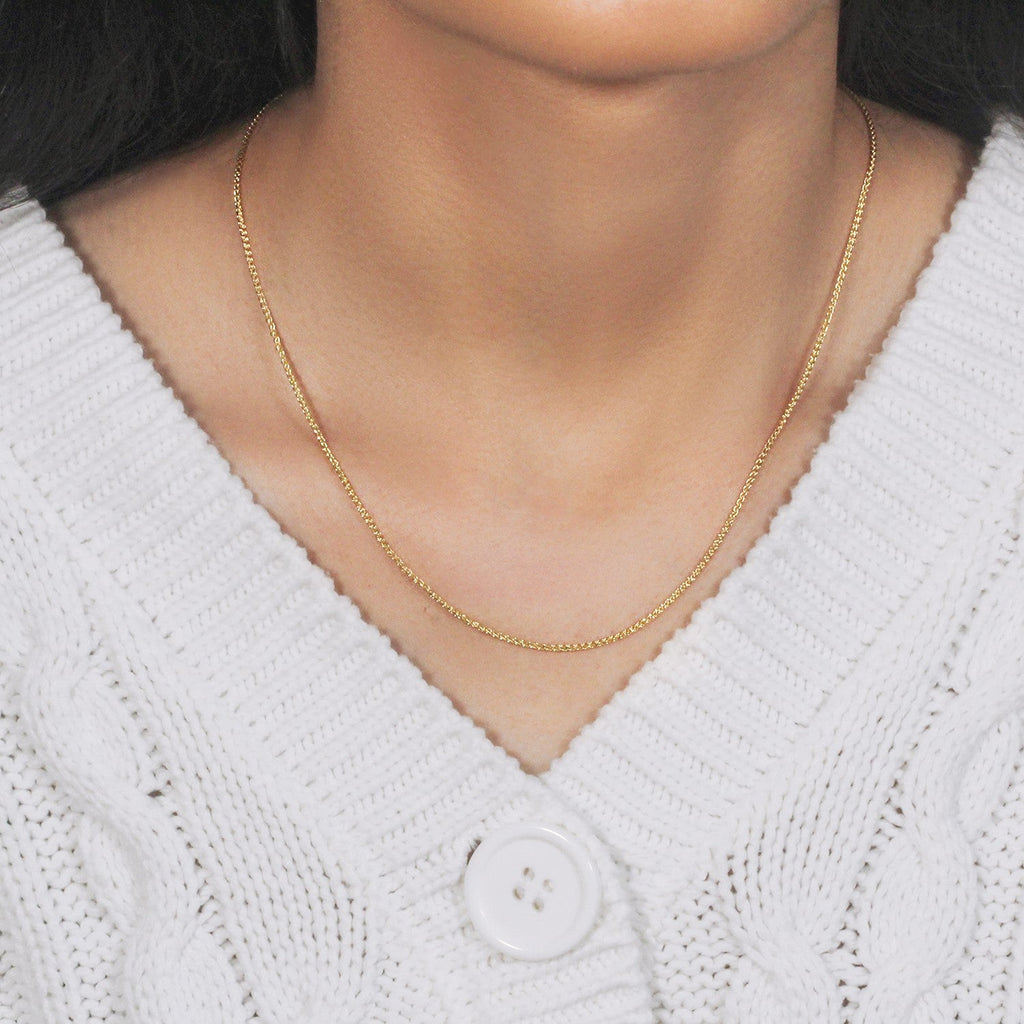 14k Yellow Gold Diamond Cut Round Wheat Chain (1.20 mm)