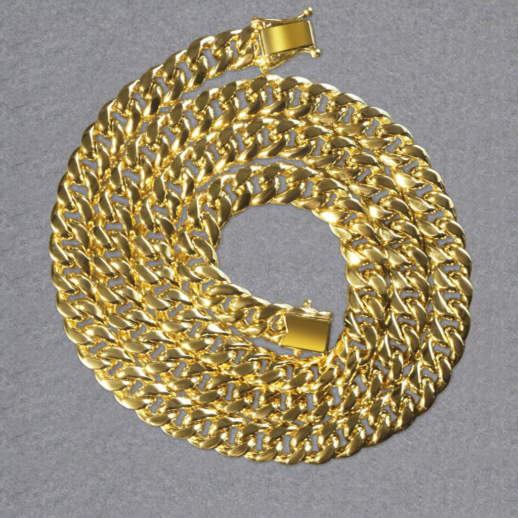 14k Yellow Gold Semi Solid Miami Cuban Chain (7.20 mm)