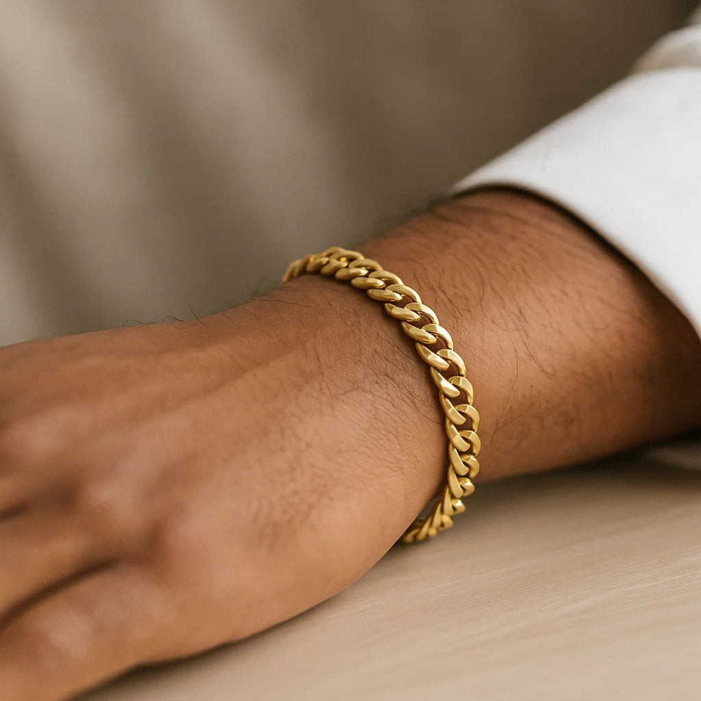 14k Yellow Gold Miami Cuban Semi Solid Bracelet (7.00 mm)